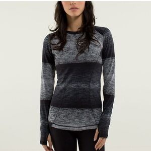 Lululemon Ombré Base Runner Long Sleeve Universal Stripe Black Gray Size 4